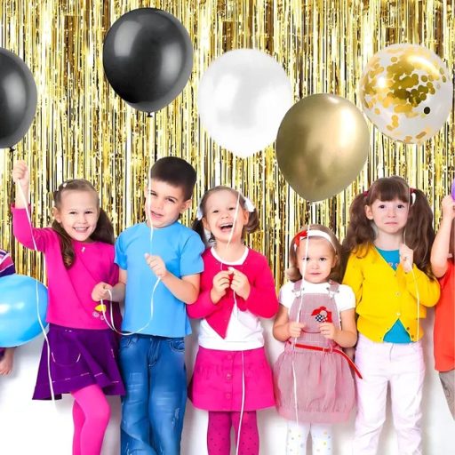 18. születésnapi fekete-arany lufi és függöny dekor szett, 100 db