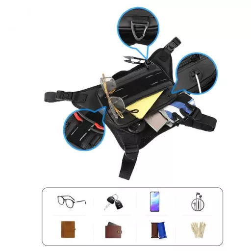 Mellkasi lopásgátló taktikai sporttáska, vízálló 600D nylon futáshoz