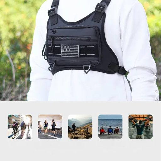 Mellkasi lopásgátló taktikai sporttáska, vízálló 600D nylon futáshoz