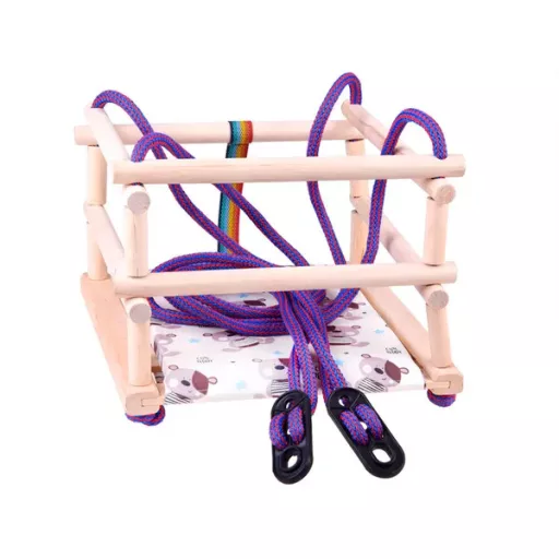 Színes bükkfa gyerekhinta párnával, 26×26 cm, 20 kg teher