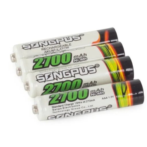 4 db AAA R3 tölthető akkumulátor, 2700 mAh, memóriaeffektus nélkül