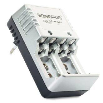   Akkumulátortöltő AA/AAA/9V újratölthető akkumulátorokhoz, szürke