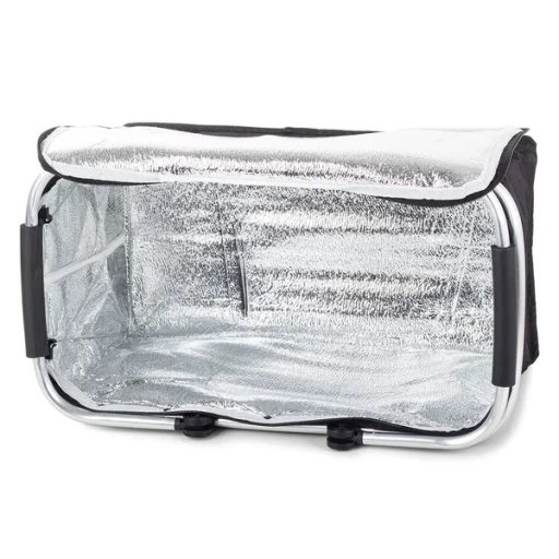 Összecsukható hőszigetelt piknikkosár, fekete, 48×28×22 cm