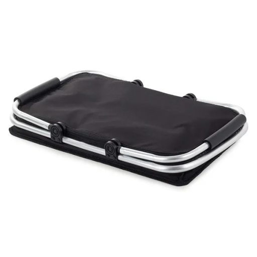 Összecsukható hőszigetelt piknikkosár, fekete, 48×28×22 cm