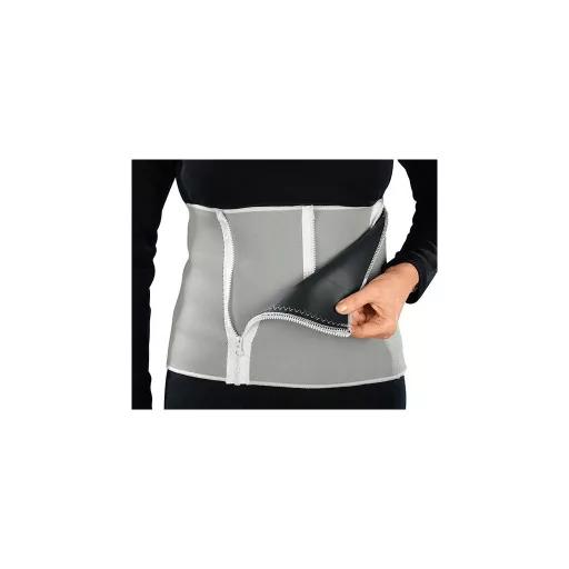 Állítható karcsúsító öv cipzáras neoprén fűző, 130cm x 24cm, szürke