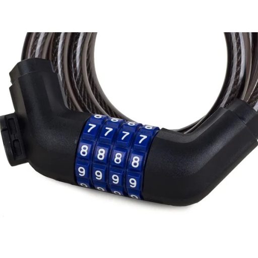 Kerékpár zár kódos, 100 cm x 12 mm acélkábel, tartóval