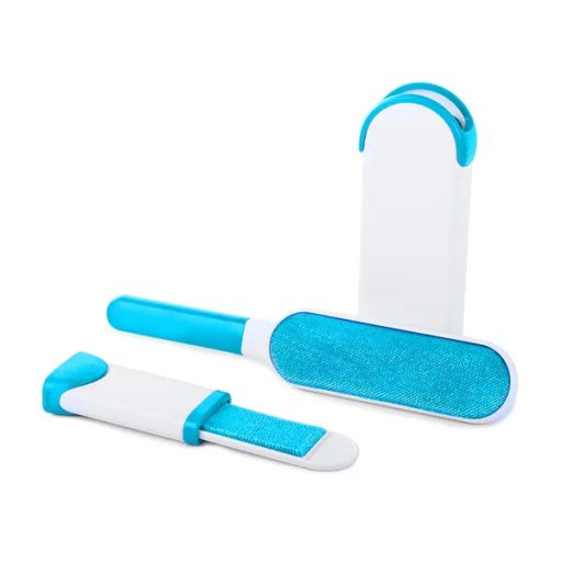Öntisztító, kétoldalas kárpittisztító szőrtelenítő kefe, nagy+utazó, kék