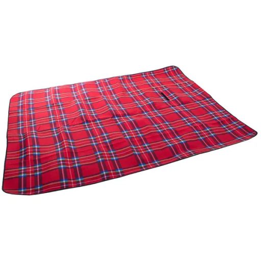 Összehajtható vízlepergető pikniktakaró, piros kockás, 150×200 cm