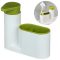 Fehér-zöld mosogatószer-adagoló és szivacstartó, 18×6×16 cm