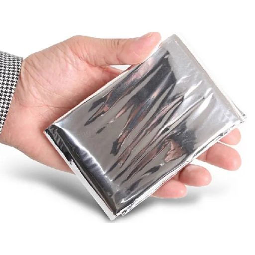 Ezüst hővisszaverő mentőtakaró 160×210 cm, ultrakönnyű fólia