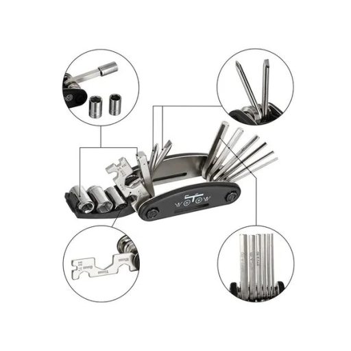 16 az 1-ben kerékpáros zsebszerszám imbuszkulcs-készlet, fekete