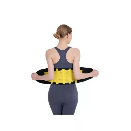 Neoprén karcsúsító fitneszöv – L méret, sárga