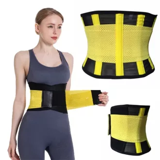   Neoprén karcsúsító fitnesz deréköv XL, sárga – hőfokozó