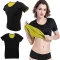 Női neoprene karcsúsító rövid ujjú sportpóló, fekete, XL méret