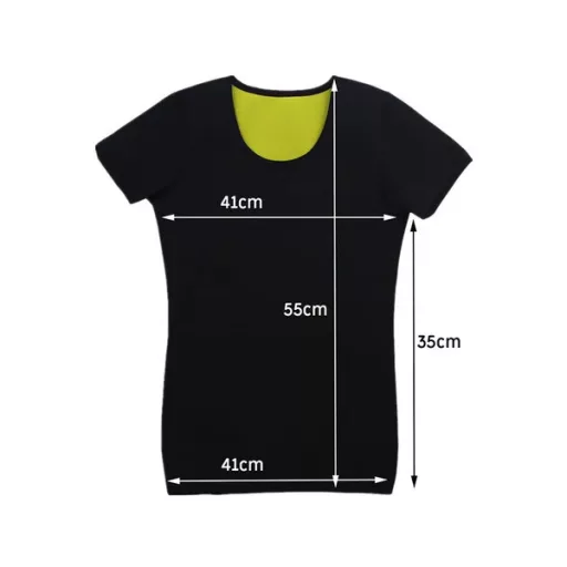 Női neoprene karcsúsító rövid ujjú sportpóló, fekete, XL méret