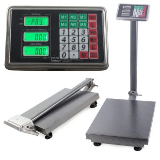   Elektronikus bolti platform mérleg LCD kijelzővel, akkumulátorral, 1kg-tól 300kg-ig, szürke