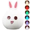 Szilikon nyuszi gyerek éjjeli lámpa RGB, érintésvezérlés, elemes, 15,5 cm