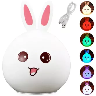   LED szilikon nyuszis éjszakai fény gyerekeknek, érintésvezérlés, RGB, USB