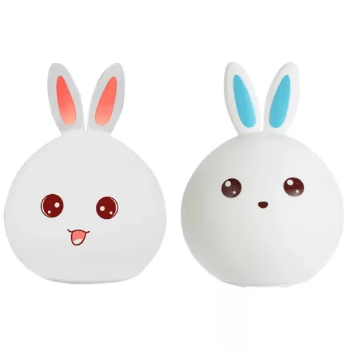 LED nyuszi éjszakai fény RGB, USB tölthető, távirányítós, szilikon, 15,5 cm
