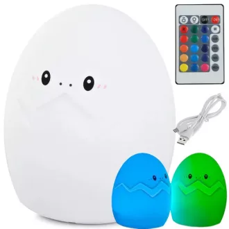   Gyerek szilikon RGB éjjeli fény tojás alakú, távirányítós, USB-töltés