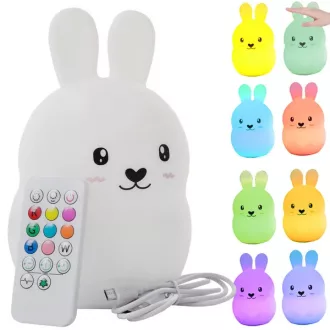   Szilikon nyuszi LED éjjeli fény RGB, érintés/távirányító, USB-tölthető