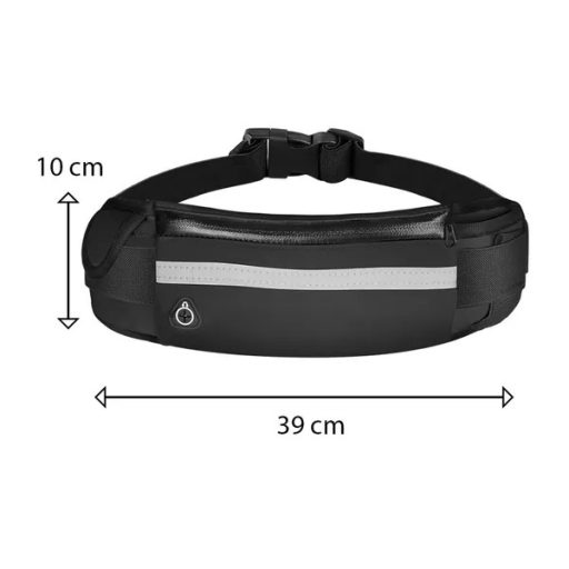 Futóöv kulacstartóval, vízálló fekete, telefontartó, fényvisszaverő