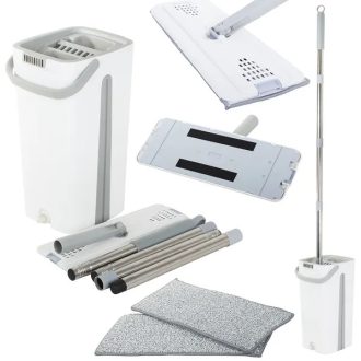   Lapos forgó felmosó kétrekeszes, csavarókosaras vödörrel, 130 cm