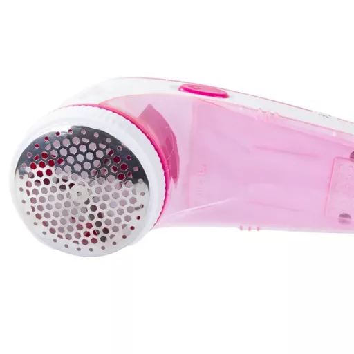 USB-s szöszeltávolító és textilborotva, 3 pengével, fehér/rózsaszín