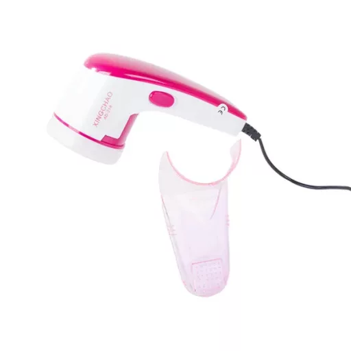 USB-s szöszeltávolító és textilborotva, 3 pengével, fehér/rózsaszín