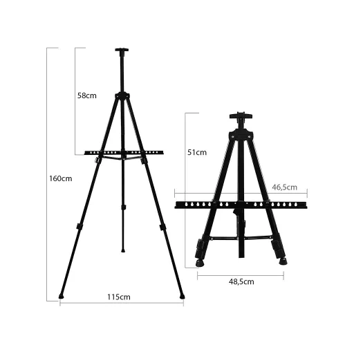 Alumínium festőállvány állítható lábakkal (51-160 cm), fekete