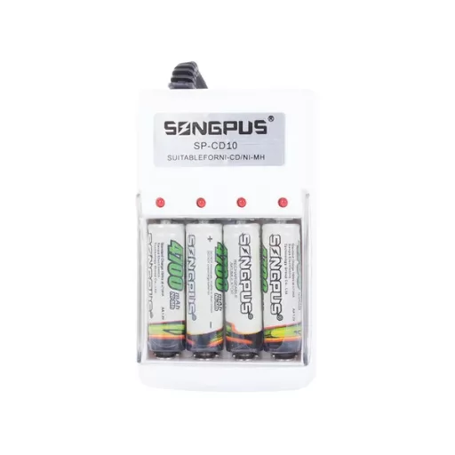 AA/AAA tölthető elem töltő LED kijelzővel, 4×AA akku, 220 V, fehér