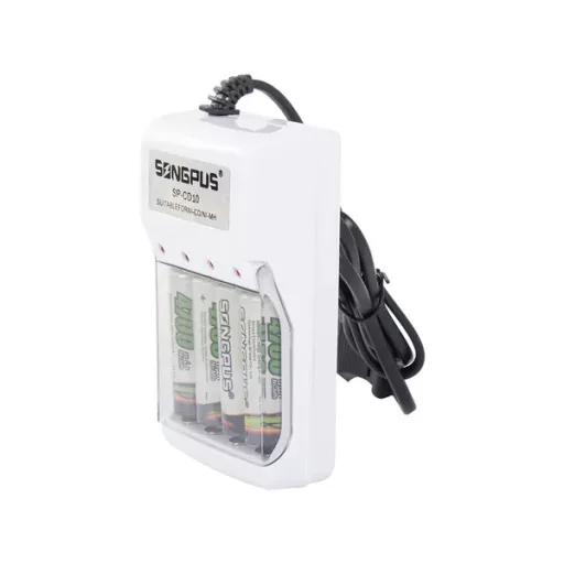 AA/AAA tölthető elem töltő LED kijelzővel, 4×AA akku, 220 V, fehér