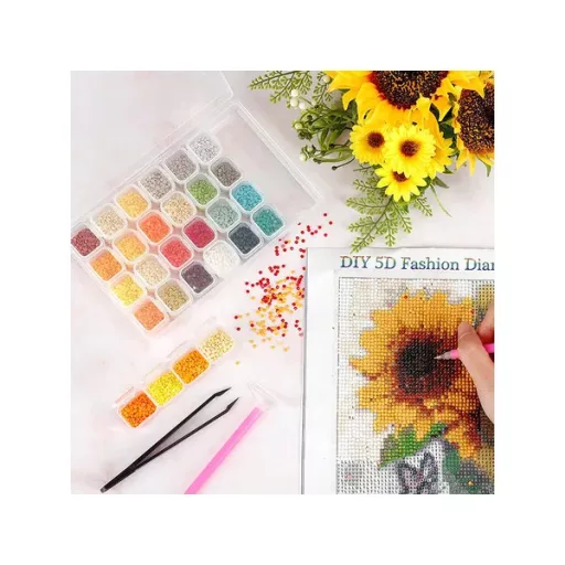 22 részes gyémántszemes hímző kiegészítő készlet, 28 rekeszes tárolóval