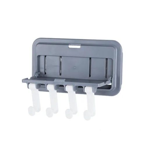 Falra ragasztható konyhai akasztó 4 kampóval, lehajtható polccal