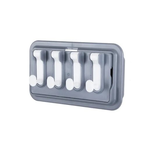 Falra ragasztható konyhai akasztó 4 kampóval, lehajtható polccal