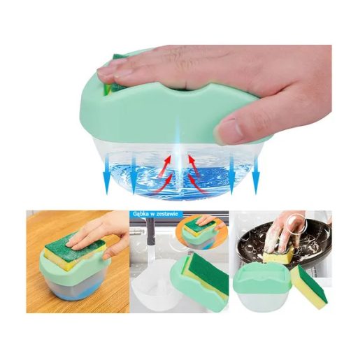 Mosogatószer adagoló szivacstartóval, 400 ml, pumpás, műanyag