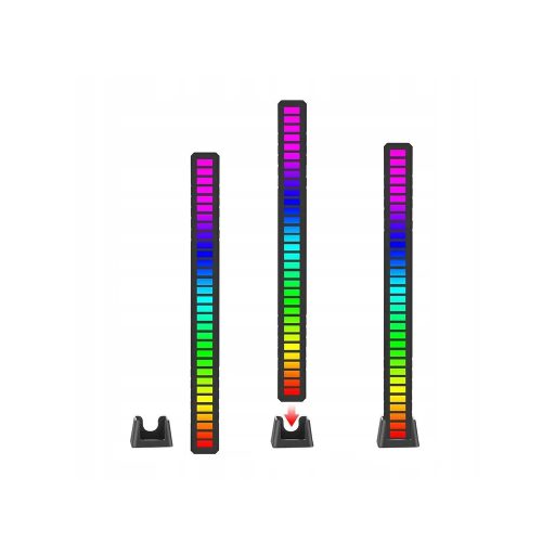 Többszínű RGB LED neoncsík beépített akkumulátorral, 18 különböző fénymóddal, USB-C tápellátás, 181mm x 16mm x 18mm, fekete/fehér színben