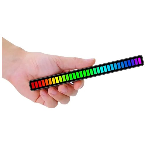 Többszínű RGB LED neoncsík beépített akkumulátorral, 18 különböző fénymóddal, USB-C tápellátás, 181mm x 16mm x 18mm, fekete/fehér színben