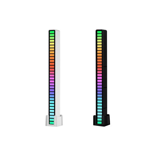 Többszínű RGB LED neoncsík beépített akkumulátorral, 18 különböző fénymóddal, USB-C tápellátás, 181mm x 16mm x 18mm, fekete/fehér színben
