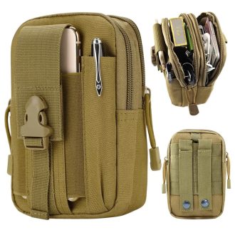   Többzsebes övtáska, vízlepergető, 18x12x6 cm, katonai zöld