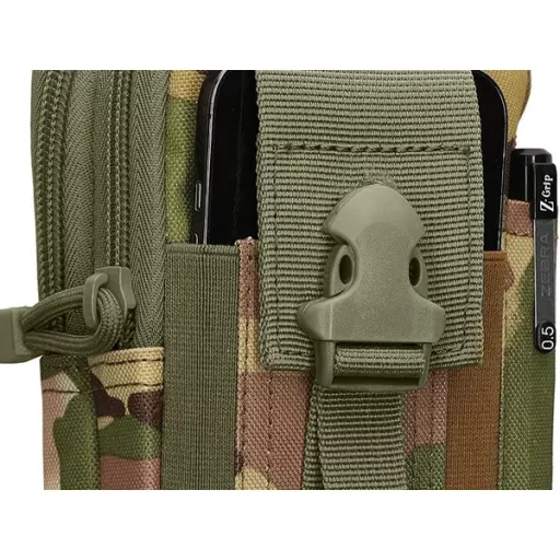 Vízálló katonai MOLLE övtáska, 18×12×6 cm, zöld