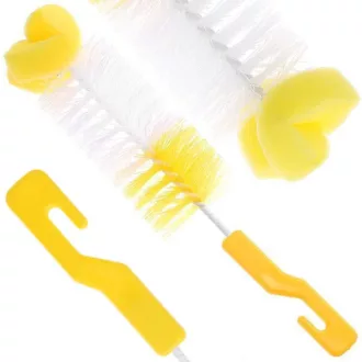   Palack- és pohártisztító kefe szivacsfejjel, 30 cm, fehér