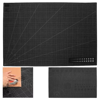   Öngyógyító modellező vágószőnyeg sablonokkal, kétoldalas, 60x90 cm, fekete
