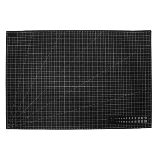 Öngyógyító modellező vágószőnyeg sablonokkal, kétoldalas, 60x90 cm, fekete