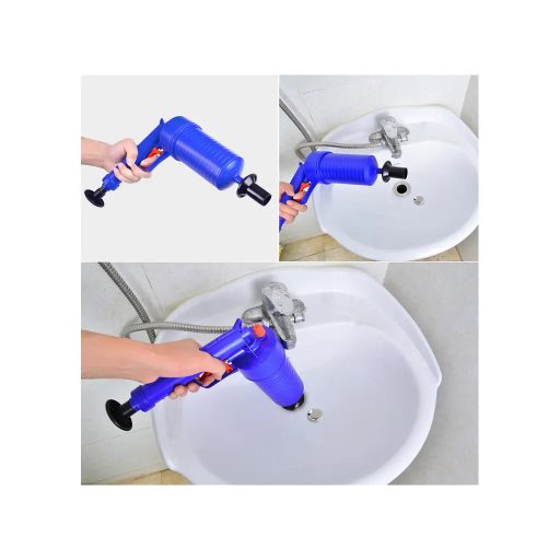 Duguláselhárító kézipisztoly 4 fejjel, műanyag, kék