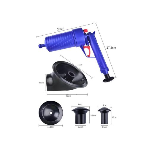 Duguláselhárító kézipisztoly 4 fejjel, műanyag, kék