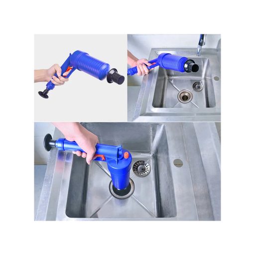 Duguláselhárító kézipisztoly 4 fejjel, műanyag, kék