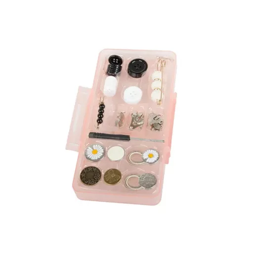 40 részes varrókészlet cipzáras tokban – tűk, cérnák, gombok utazáshoz