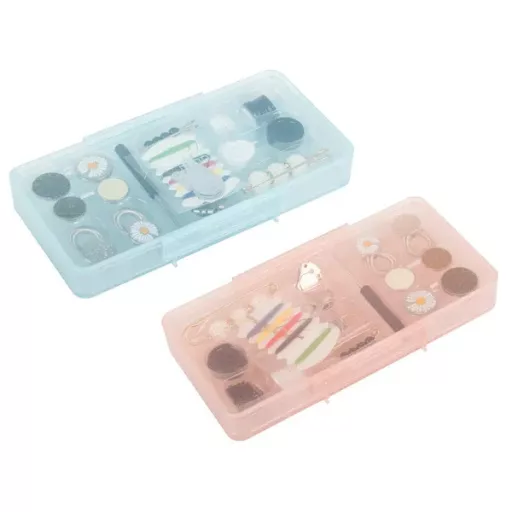 40 részes varrókészlet cipzáras tokban – tűk, cérnák, gombok utazáshoz