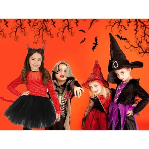 Gyerek ördög jelmez szett 138-152 cm – tüll szoknya, szarv, szigony, farok